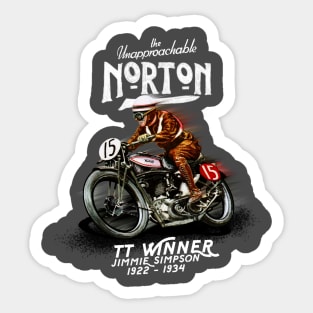 Vintage Norton Motorcycle Racer Jimmie Simpson TT winner MotorManiac Sticker